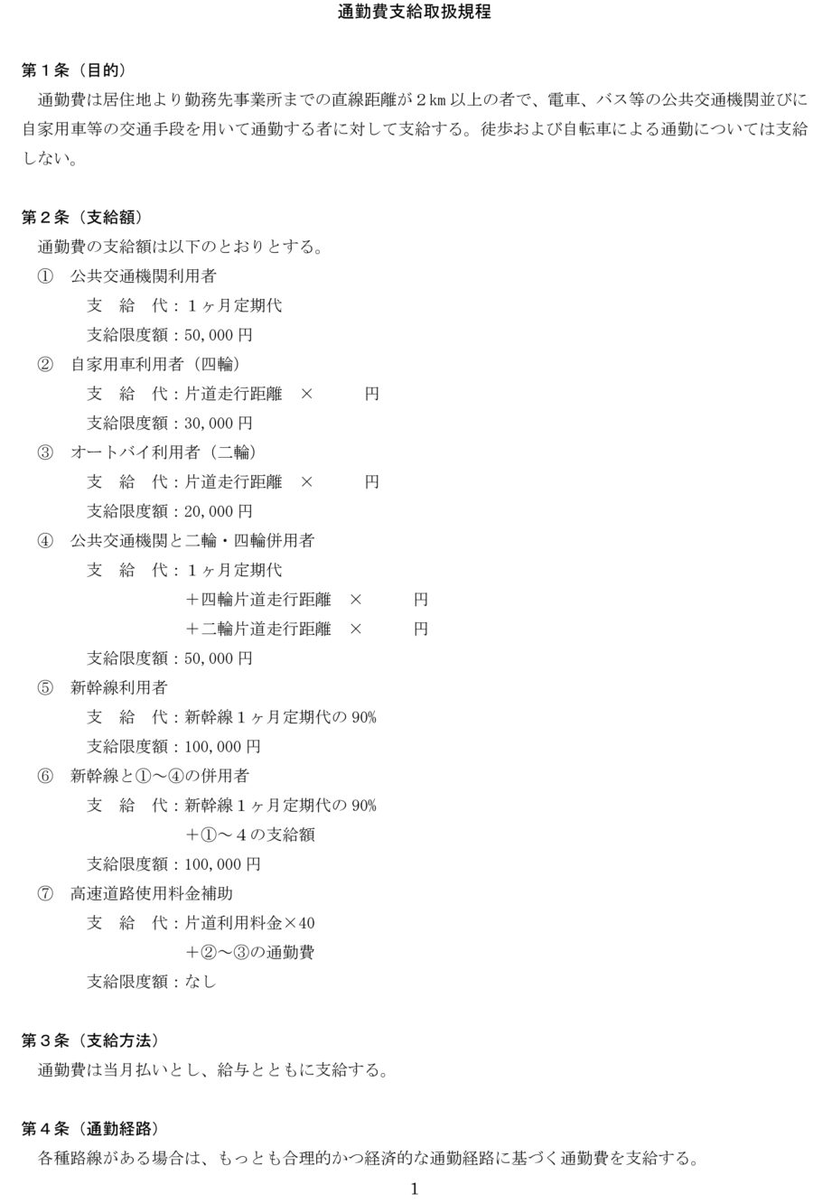 通勤費支給取扱規程のダウンロード